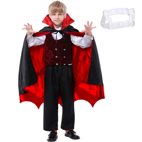 Meleager Deguisement Vampire Enfant avec Cape et Dents