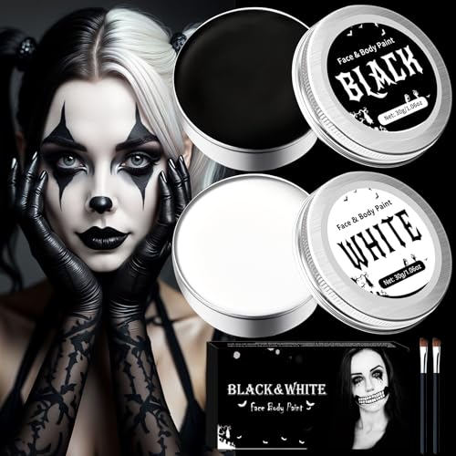 Kit Maquillage Halloween Visage Noir Blanc Rouge Professionnel