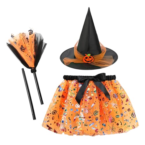 JINGTOPS Tutu Sorcière Citrouille Enfant Halloween